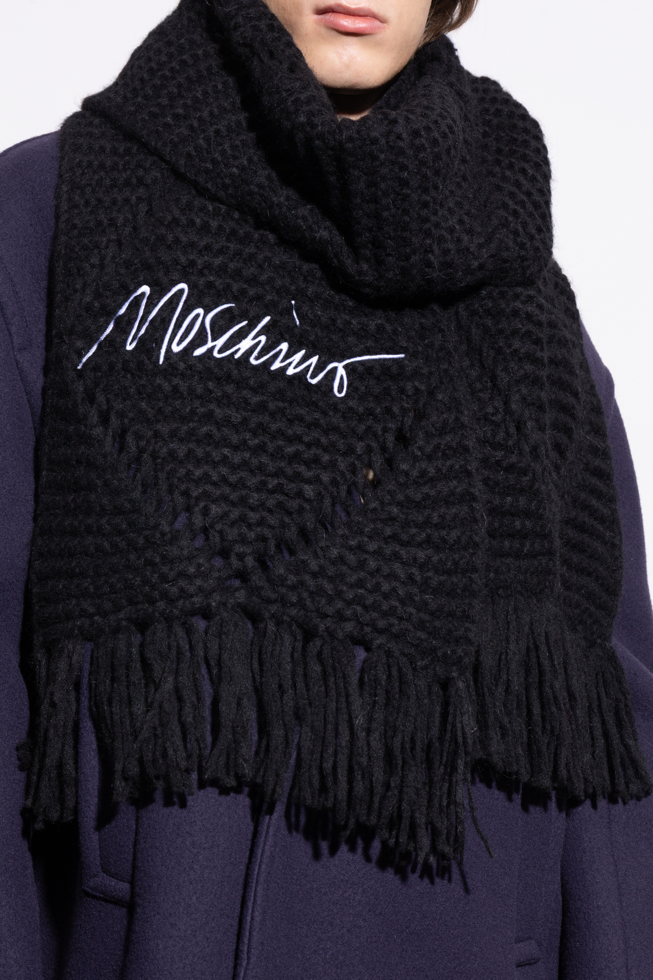 Black Scarf with embroidered logo Moschino - Vitkac France
